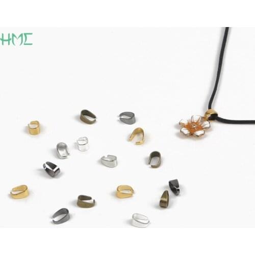 100pcs 4*9mm Iron Metal Loops Pendant Clips Pinch Bail Clasps Connector For DIY Jewelry Findings Pendant Bails Parts Accessories