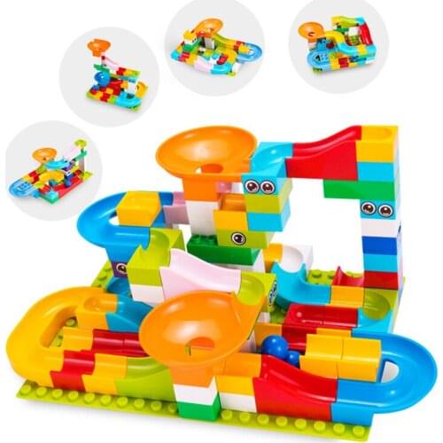 Marble Race Big Block Compatible Duploed Building Blocks Funnel Slide Blocks DIY Big Bricks Toys For Children Gift
