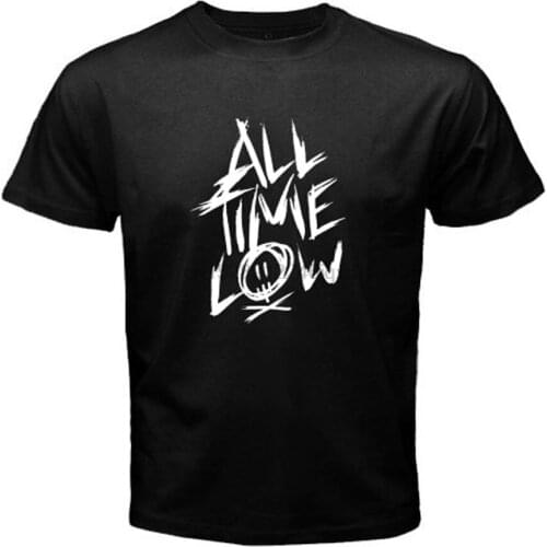 New ALL TIME LOW Logo Pop Punk Rock Band Men Black T-Shirt Size S To 3XL Men T Shirt Short Sleeve Round Neck Summer