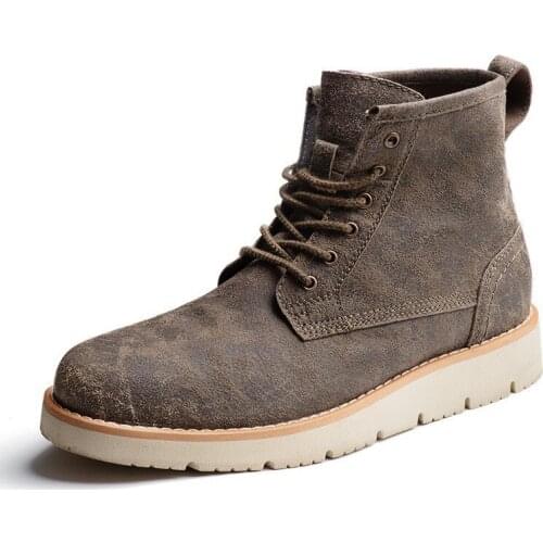 Men Casual Ankle Boots British Style Lace Up Safety Work Boots Top Quality Leather Summer Breathable High-Top Flats Sneakers