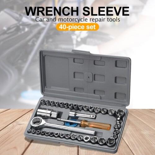 40Pcs Portable Ratchet Socket Wrench Set Multi-function Spanner Kit Carbon Steel Car Auto Repair Combo Hand Supplies