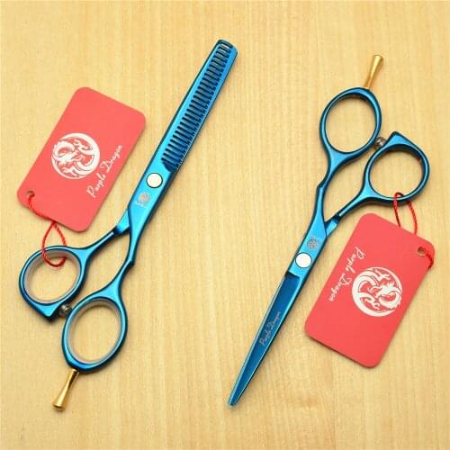 1014Z 5.5'' Purple Dragon Blue Colour TOP GRADE Hairdressing Scissors Japan 440C Cutting Scissors Thinning Shears Hair Scissors