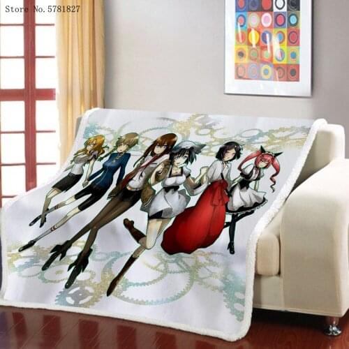 Steins;Gate Sherpa Blanket Japan Game Anime Fashion Weighted Blanket 3D Print Cartoon Blanket For Bedroom Square Blanket
