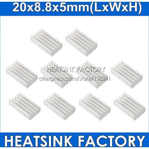 10Pcs 20x8.8x5mm Cooling Accessories DIY Heatsink CPU GPU IC Memory Chip Aluminum Heat Sink Cooler Radiator