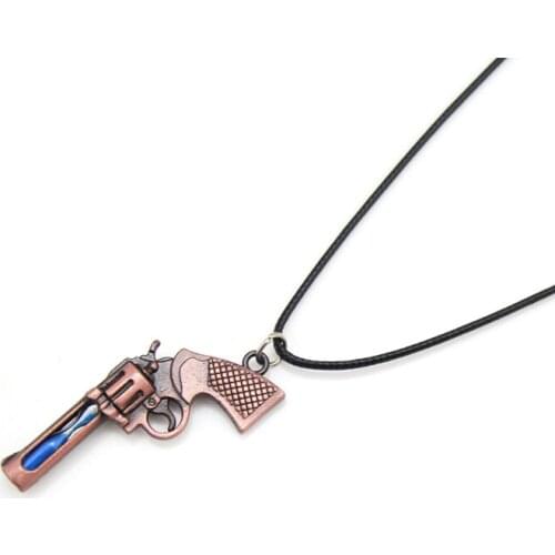 Original New Counter Strike Revolver Pendant Necklace Men Vintage Gold Hourglass CS GO Gun Necklace Male Jewelry Souvenir Gift