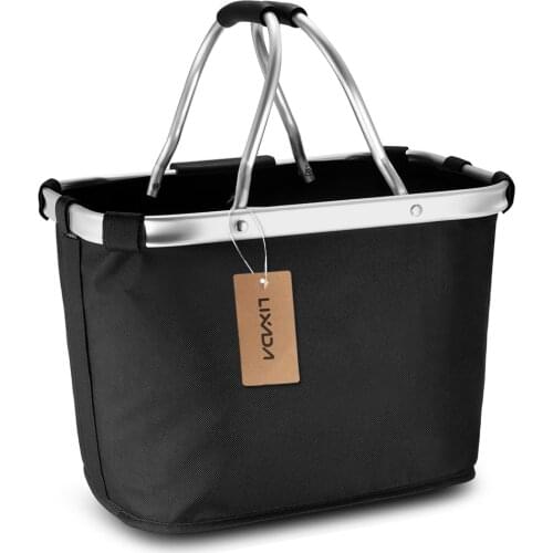 Lixada Bicycle Front Basket Folding Removable Bike Handlebar Basket Pet Cat Dog Carrier Bag Aluminum Frame Top Handles Bags