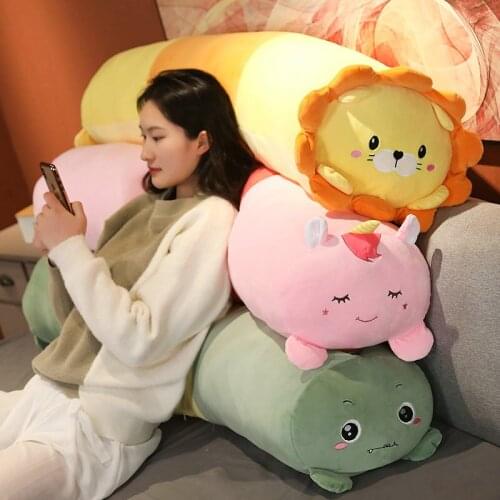 New Style 80-140cm Cute Lion Long Unicorn Pillow Dinosaur Plush Toys Stuffed Animal Cushion Dolls For Children Girls Gifts