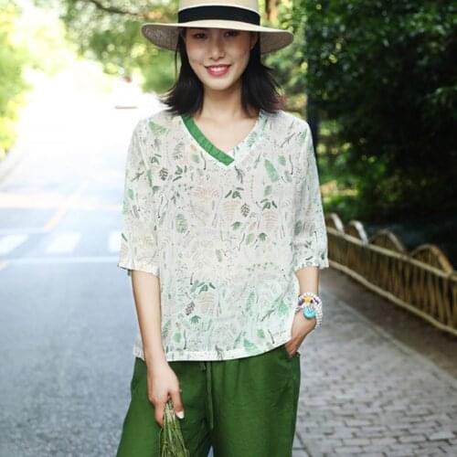 Блузки с принтом SCUWLINEN China At AliExpress