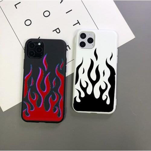 Fashion Red blue Flames Fitted Case for iPhone 11Pro12pro MAX XS Max XR X 7 8 6S Plus 5S 5 SE 12mini black TPU Silicone Cover