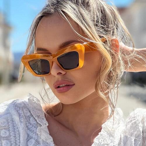 Large Orange Square Sunglasses Ladies Overszied Fancy Luxury Designer Sun Glasses For Women Thick Frame Korean Eyewear Oculos