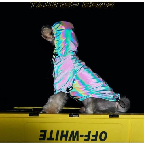 Reflective Dog Raincoat Fashion Colorful Dog Clothes French Bulldog Windbreaker Yorkie Waterproof Dog Coat For Pug Pets Clothing