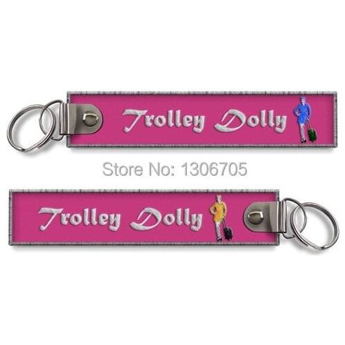 Trolley Dolly Bothside Embroidered Keychain