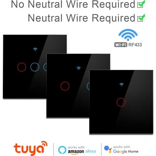 Smart Home EU Tuya Smart Switch WiFi Wall Panels Touch Switch Network Light Switch Circuit Breaker Work With Alexa/Google Home