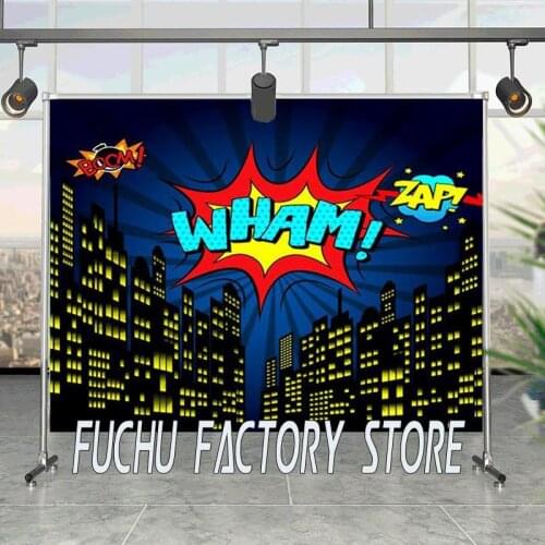 City Night Hero Cartoon Background Children Birthday Party Decoration Photo Studio Props Wallpaper Photography Backdrop Vinyl