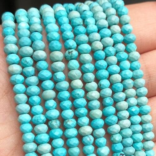 Blue Small Waist Beads Natural Stone Amazonite Loose Rondelle Beads for Jewelry Making DIY Womens Bracelet Earrings 15''Inch