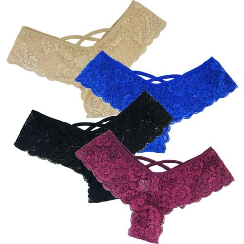 Woman Sexy Panties G-String Lace Transparent Underwear Exotic V Back Strappy Brazilian Thong calcinha Plus Size 3XL 2XL XL L M S