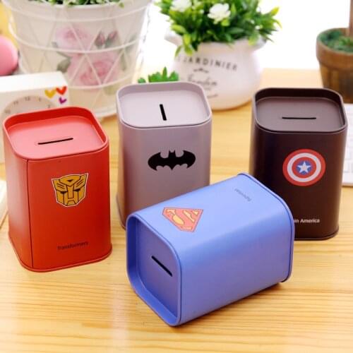 1PC Personalise Square piggy bank Logbook Series Tin Plate box Money Saving Pot Coin Box Jewelry Box Storage Tank
