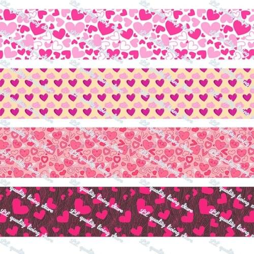 16-75MM Valentines Day printed Grosgrain Ribbon 50 Yards/Roll Tape Clothing Bakery Hairbow Gift wrapping Accessory Hairbow Head