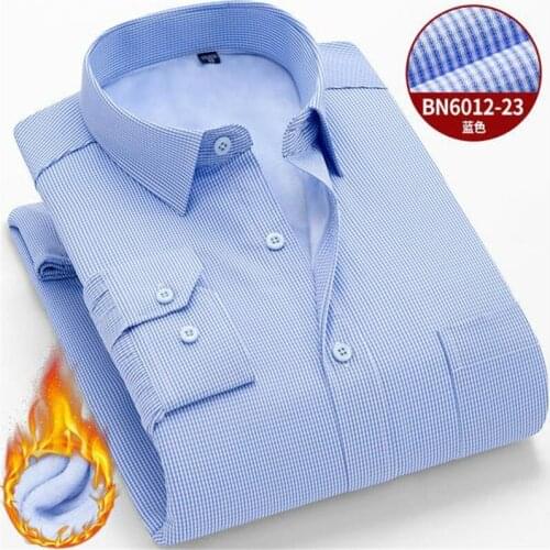 2018 Mens Slim Autumn Winter Thickening Warm Mens Long Sleeve Plaid warm Thick Fleece lining Shirt fashion soft Casual flannel