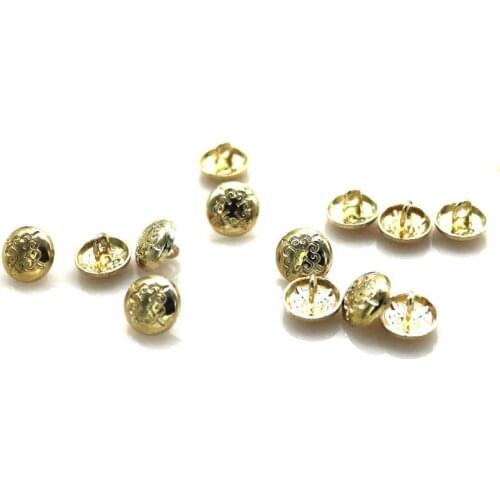 50pcs/lot 10mm carved flower Sewing Metal Buttons gold Tone shank Round button
