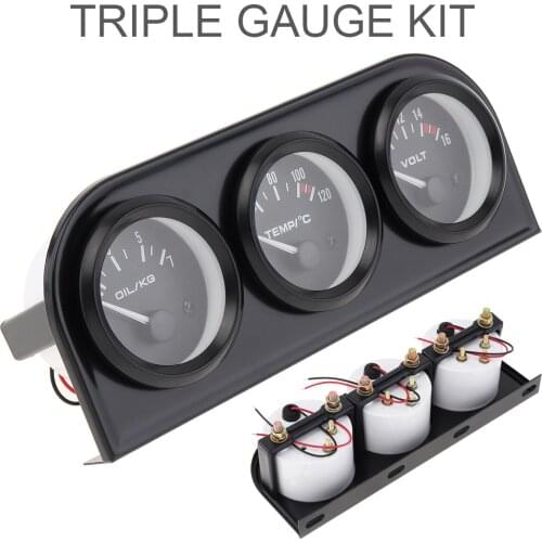 52MM 12V 3in1 Auto Car Water Temperature Oil Temperature/Pressure Voltage Gauge Meter Gauge Meter Accessory with Sensor for Car