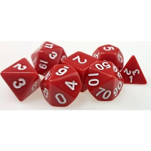 7 PC Polyhedral RPG Dice Set Opaque Red (d4 d6 d8 d10 d% d12 & d20) for DND D&D Roleplaying Games