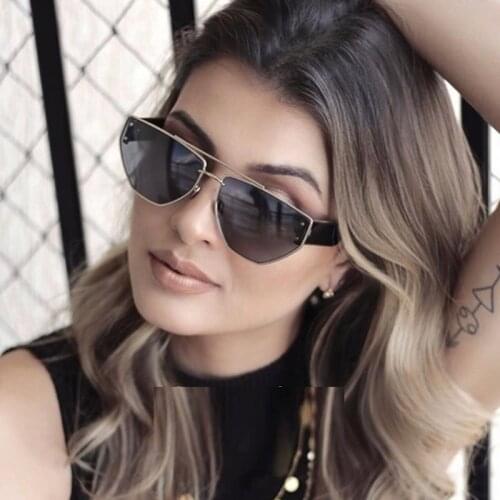 Brand Designer Triangle Sunglasses Women Gradient Shades Metal Steampunk Sun Glasses Men Female Cat Eye Eyewear zonnebril dames
