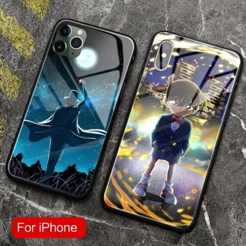 Detective Conan Jimmy Kudo Anime Soft Silicone Glass Phone Case Cover for iPhone SE 6 6s 7 8 Plus X XR XS 11 12 mini Pro Max