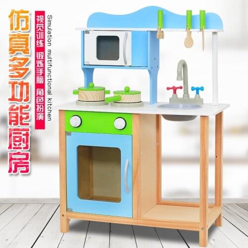 New Boys And Girls Wooden Simulation Large Kitchen Childrens House Wine Small Stove Rice Cooking Toys