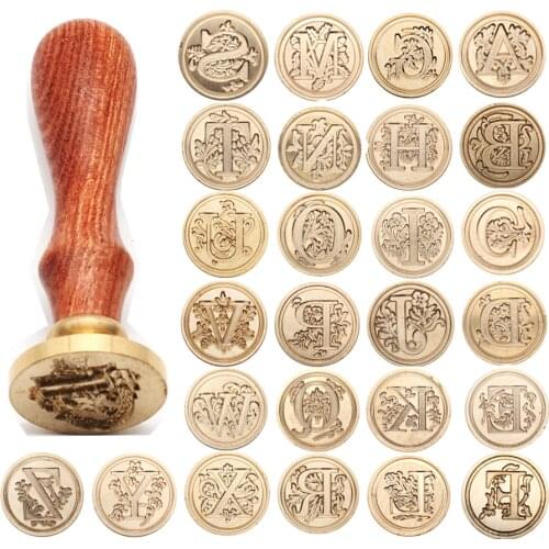 Retro Wood Stamp Classic 26 Letter A-z Alphabet Initial Sealing Wax Seal Stamp Ancient Seal Post Decorative Antique Stamp Gifts