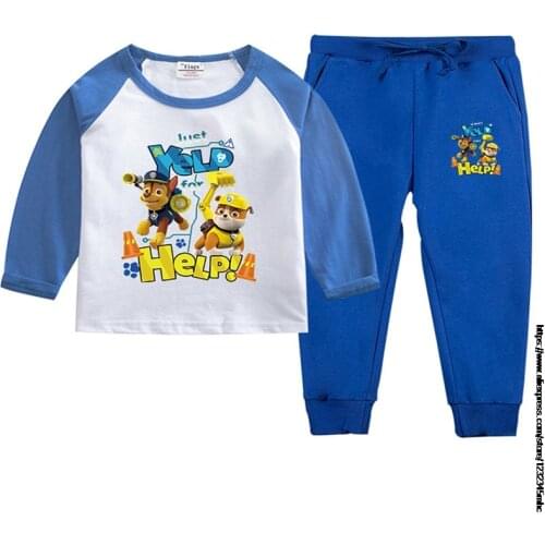 Kids long sleeve suit girls PAW PATROL tops pant 2pcs set spring autumn cotton clothing tshirt pants kids clothes