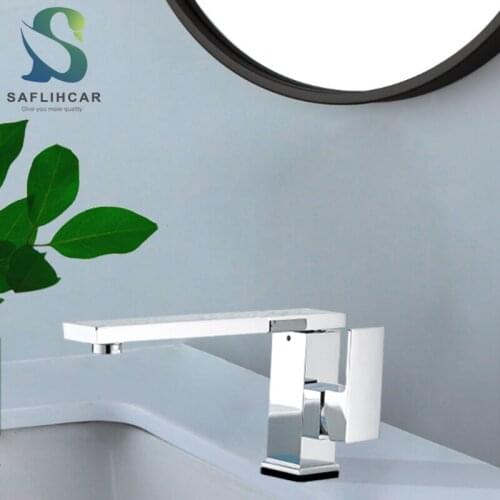 Chrome Bathroom Basin Faucet Fashion Waterfall Gentle Effluent No Splash Single Handle Hot and Cold Water Mixer Taps