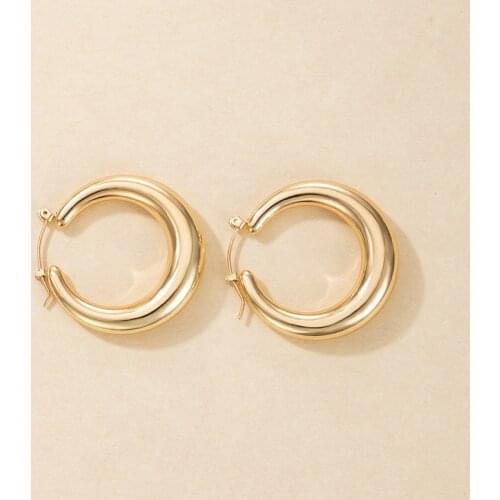 HuangTang Vintage Gold Color Alloy Hoop Earrings for Women Boho Geometric Earrings Charms Jewelry Party Gift 17411 kolczyki