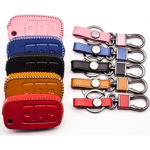 High Quality Handmade Exquisite 100% Leather Key Case for Skoda Octavia A5 for Volkswagen Polo / Golf 4 5 6, 3 buttons remote