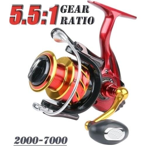 5+1BB Red Spinning Reel CNC Metal Wire Cup Fishing Reel Saltwater Freshwater Fishing Casting Carp Reel 2000-7000 Series