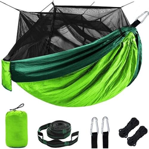 Camping Hammock with Mosquito/Bug Net, Portable Parachute Nylon Hammock, Hammock Swing for Camping, Backpacking, Travel, Hiking