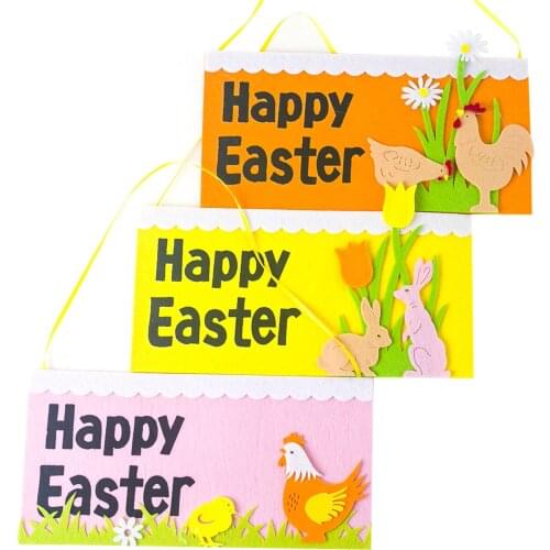 Colorful Happy Easter Door Decoration Welcome Sign Hen Wall Window Pendant Courtyard Landscaping Decoration