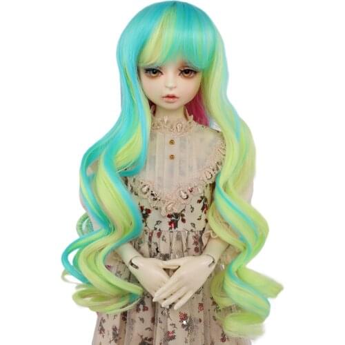 MUZIWIG 1/3 BJD Doll Wig Long Bangs Curly Hair Dolls Accessories Gradient Color Heat Resistant Wire Wavy Wig For DIY BJD Doll