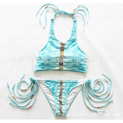 Sexy High Neck Bikini Swimwear Women Swimsuit New Brazilian Bikini Set Printed Halter Top Beach wear Bathing Suits