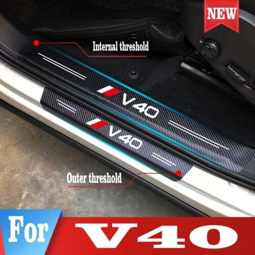 Car Door Sill Pedal Board Pedal Cover Trim Carbon Fiber Rear Bumper Trunk Board Sticker Parts For Volvo V40 Stickers Accessories