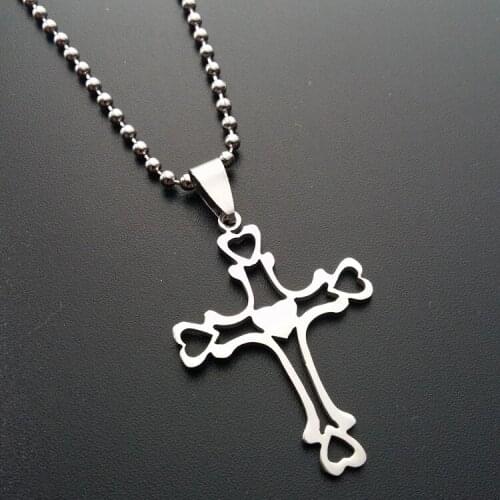 5 Stainless Steel Multilayer hollow Love Heart Cross Necklace Heart Religion Jesus Cross Necklace Family friend gifts jewelry