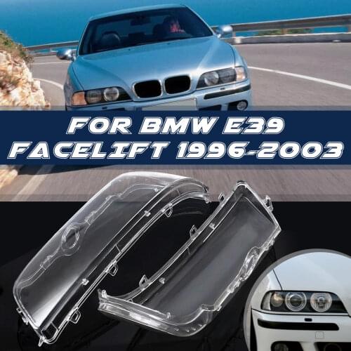 Pair Headlight Cover Shell Headlight Glass Lens For BMW E39 Facelift 1996 - 2000 2001 2002 2003 63128375301 63128375302