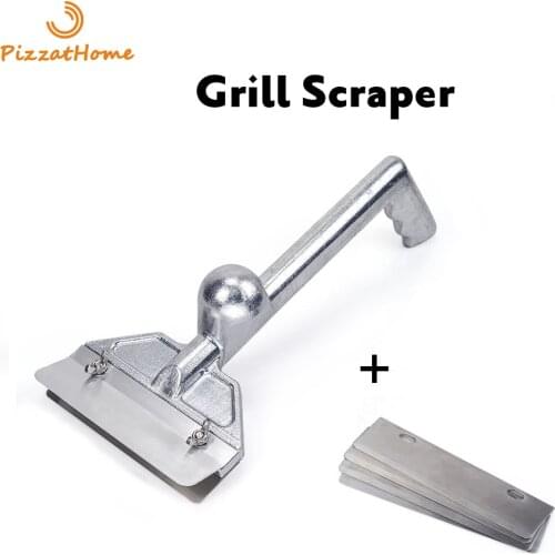 PizzAtHome Heavy Duty Outdoor Grill Scrapers Casting Aluminum Commercial Griddle Scraper 5 Blades Small Slant Edge Grill Scraper
