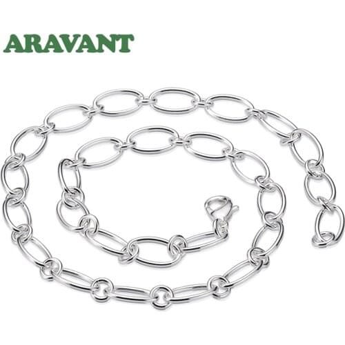 Silver 925 Simple Chains Necklace For Women Fashion Jewelry Accessories