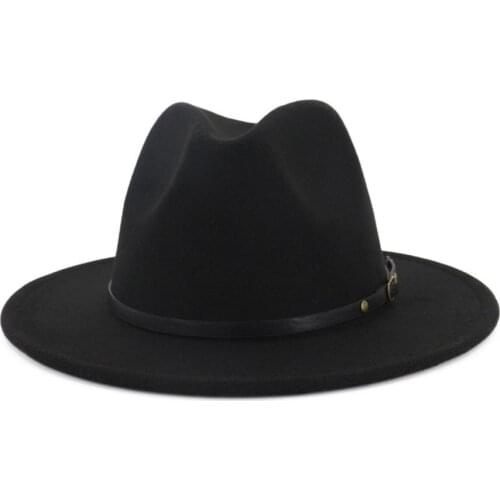 Simple Women Men Wool Felt Hats Fedoras With Wide Brim Gentleman Elegant Lady Autumn Winter Jazz Caps British Style Vintage Hats