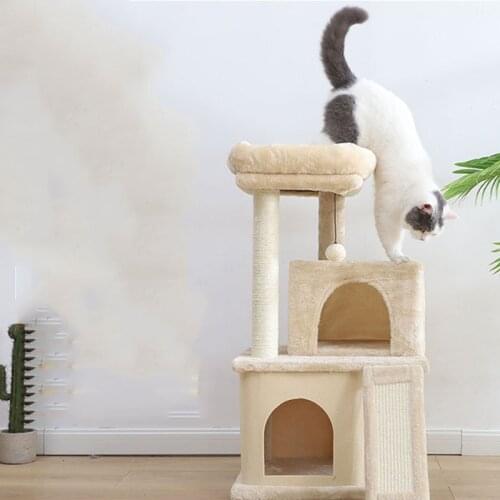 Luxury Multi-storey Cat Tree Apartment Furniture Cat Activity Tower Pet Cat Play House With Scraper Perch Hammock Cat Litter Toy