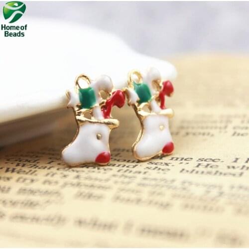 Alloy Christmas Gift Socks Pendant For Tree Decorations or DIY Jewelry Making (30 Pieces/lot) ZA1079