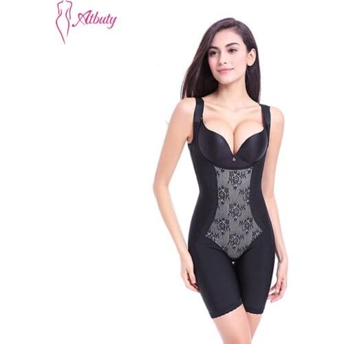 Atbuty Butt Lifter Tourmaline Body Thign Trimmer Black Bodysuit Belly Control Waist Slimming Fajas Full Bodyshaper NBW1491