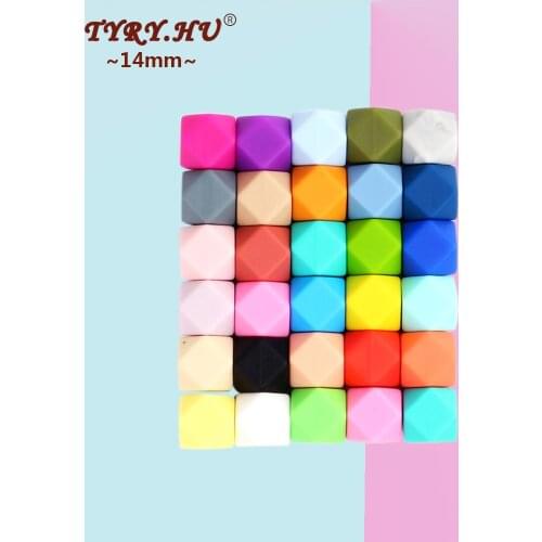 TYRY HU 14mm small Hexagon 50pc silicone Jewelry Beads For Baby Teether BPA Safe Beads For Baby Chew Teething Necklace loose