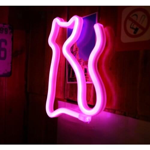 USB Battery Light Holiday Decor Neon Night Light Cat Shaped Led Lamp For Bedroom Decoration Wedding Party Decor Gift